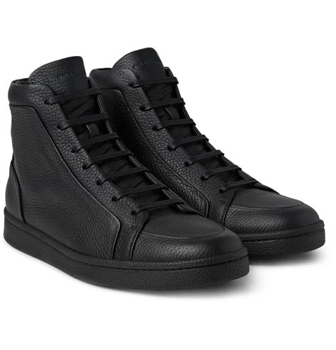 italian leather high top sneakers.